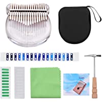 Muslady Kalimba de 17 teclas-Piano de Pulgar Transparente Material Acrilico con Bolsa de Notas Musicales Nota Pegatinas…